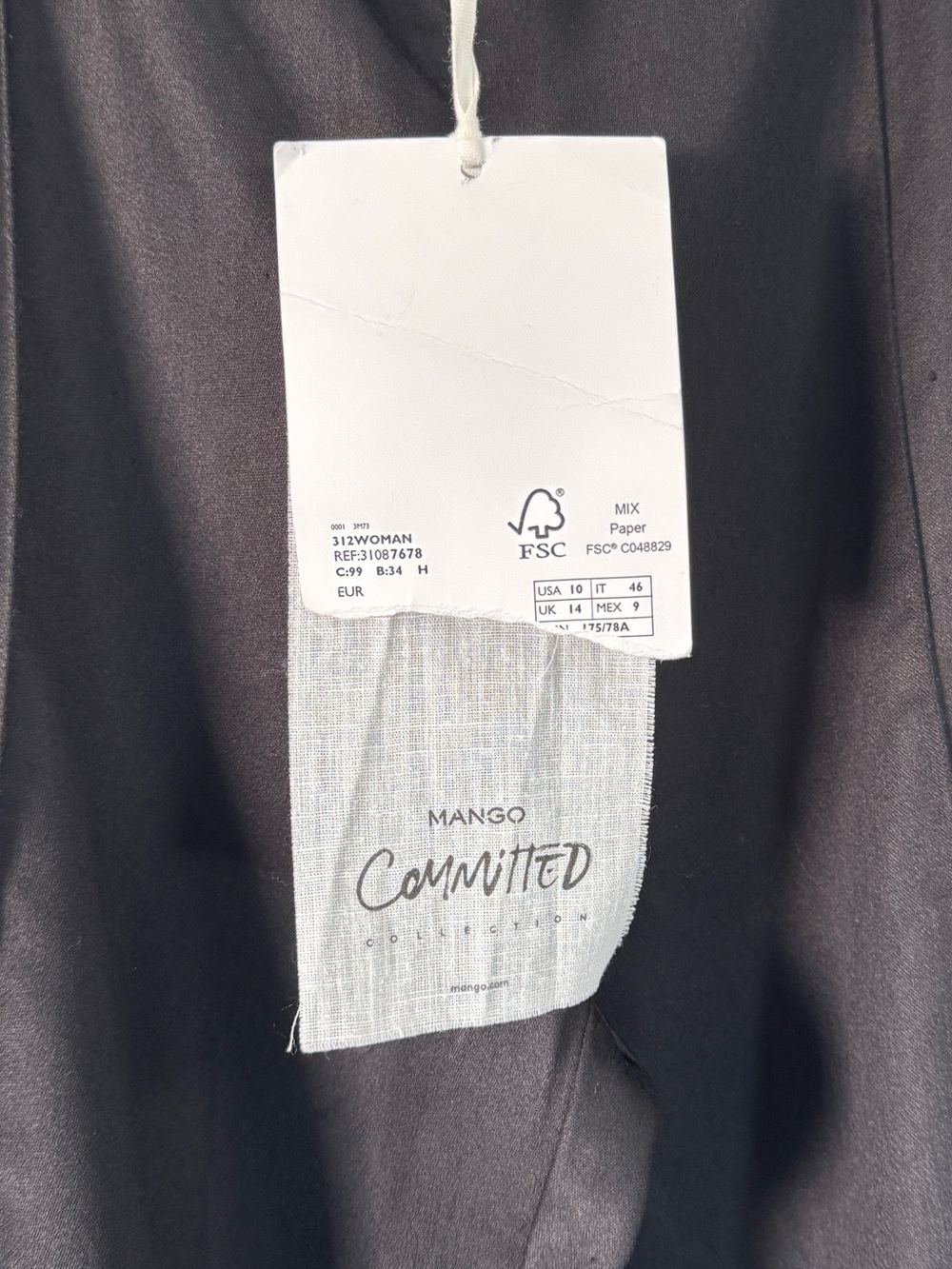 Mango Committed Black Satin Wide-Leg Trousers Pants NWT Sz 10 - Picture 7 of 14